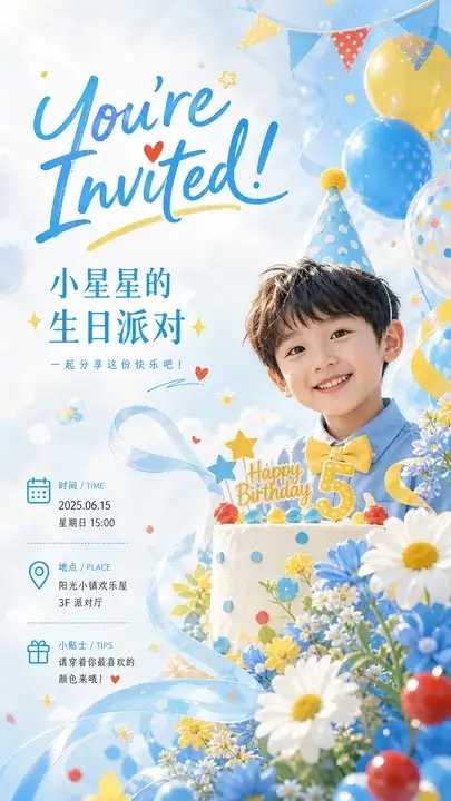 儿童生日派对邀请页