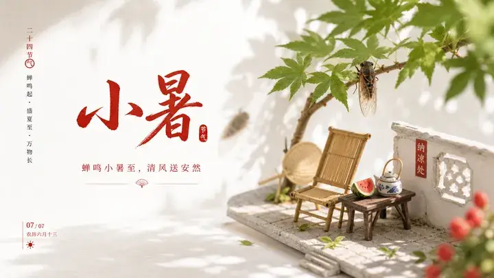 小暑蝉鸣卡片