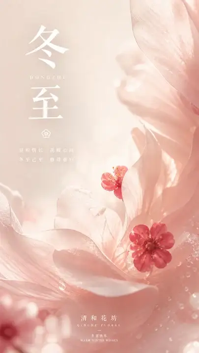 冬至花艺问候海报