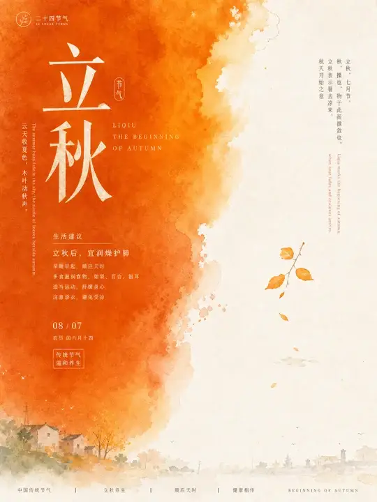 立秋养生节气海报