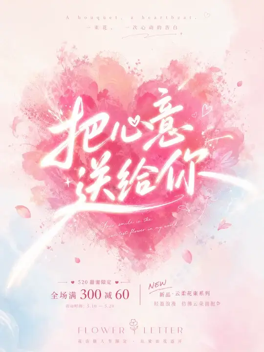 花店情人节促销海报