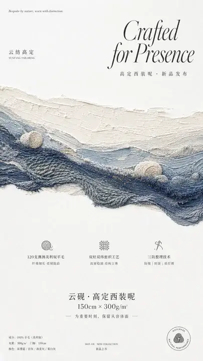 高定西装呢面料发布海报