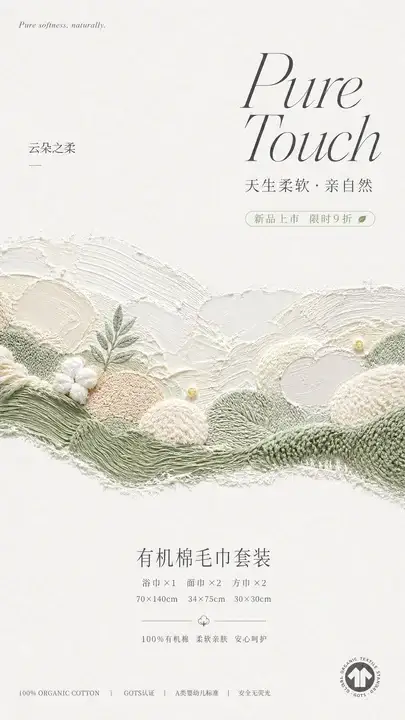 婴儿有机棉毛巾套装海报