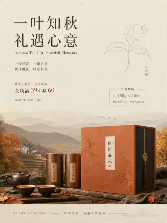 秋季茶礼盒海报