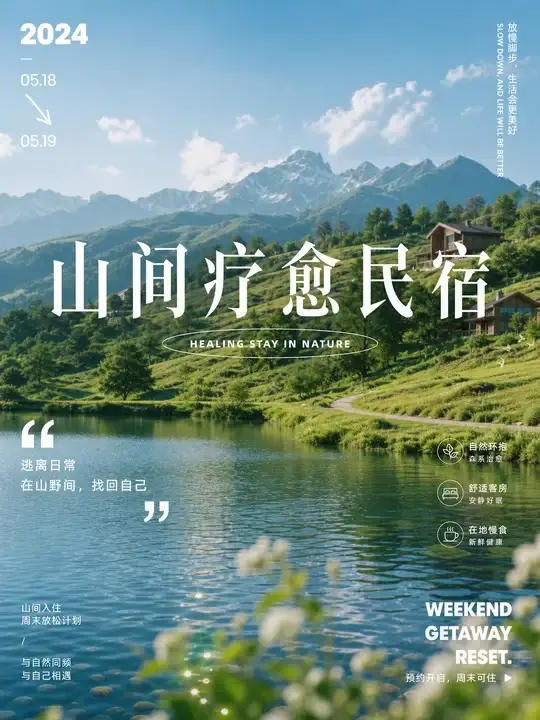 山间疗愈民宿海报