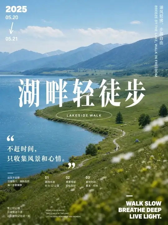 湖畔徒步路线海报