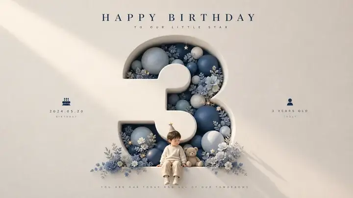 儿童生日数字海报