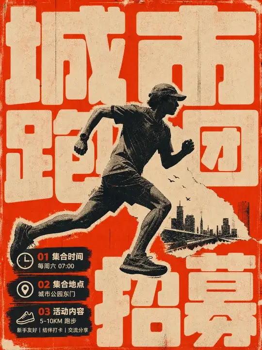 城市跑团招募海报
