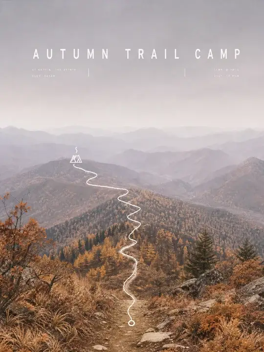 秋日山路露营海报