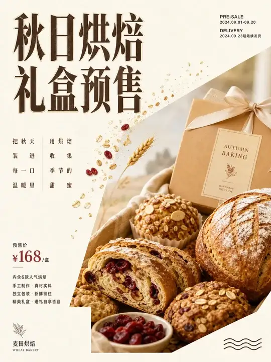 秋季烘焙礼盒预售海报