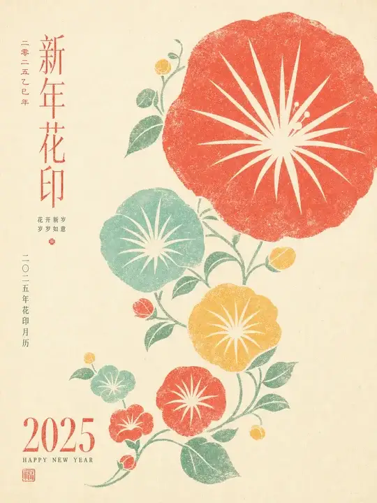新年花印月历