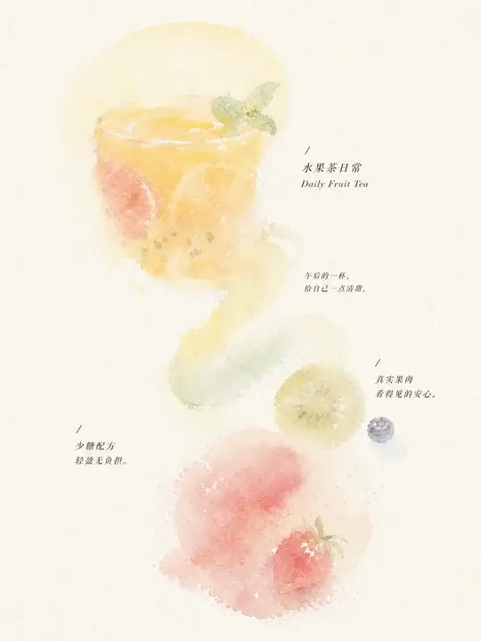水果茶饮日签海报