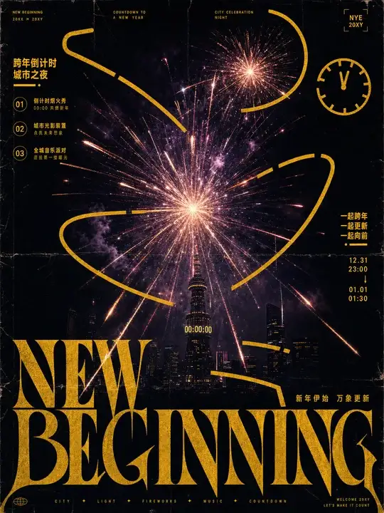 城市跨年倒计时海报