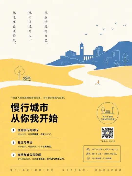 城市慢行倡导海报
