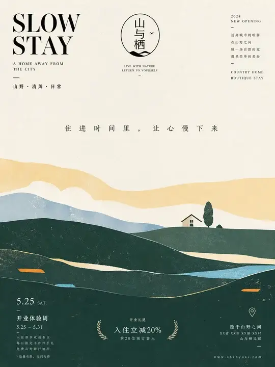 文艺民宿开业海报