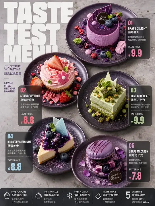 甜品试吃菜单