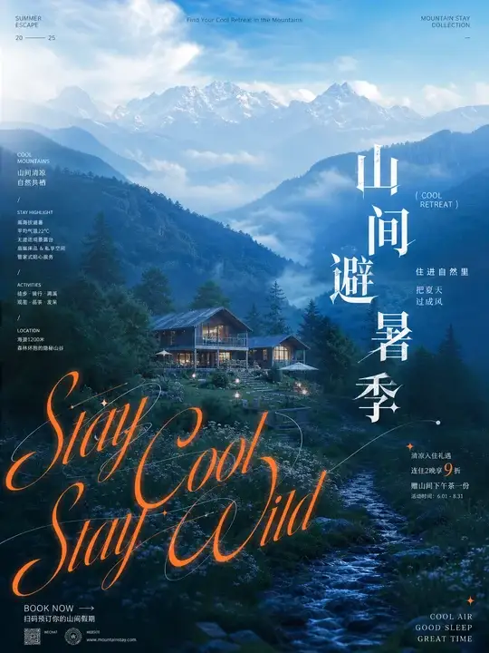 避暑民宿季节推广海报