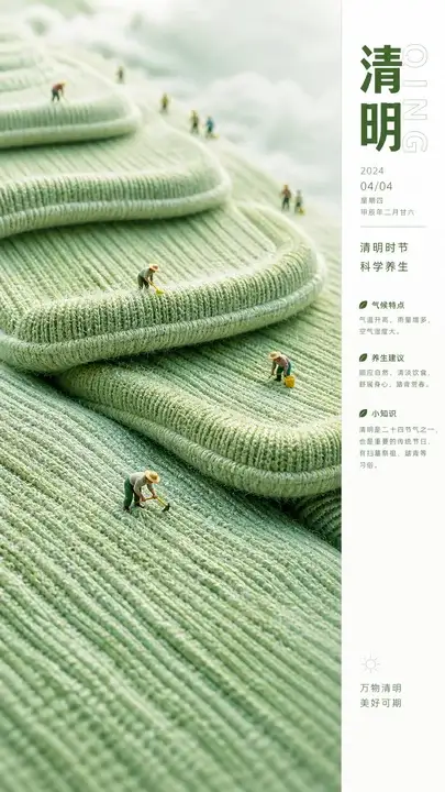 清明棉布田垄海报