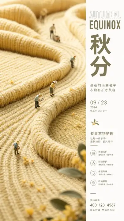 秋分针织护理海报