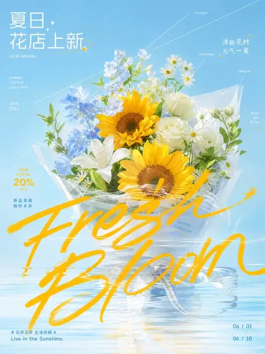 夏日花店上新海报