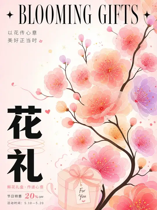 鲜花礼盒节日海报