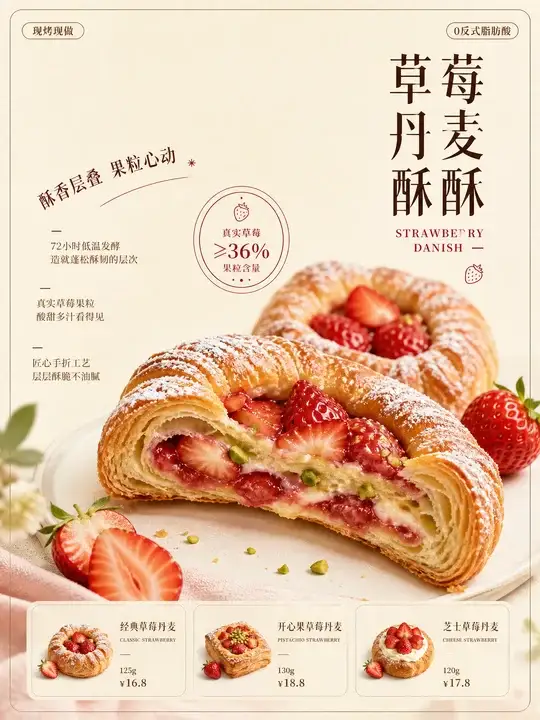 草莓丹麦甜点