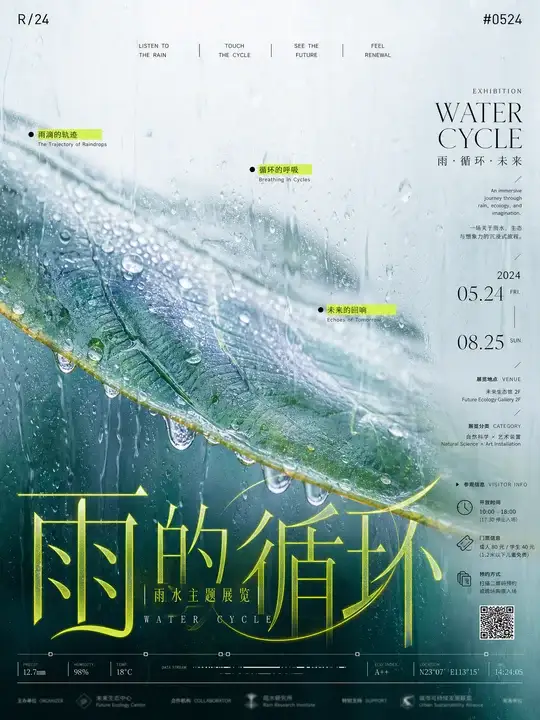 雨水主题展览导视海报