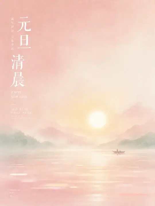 元旦雾湖祝福海报