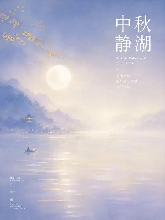 中秋静湖问候海报