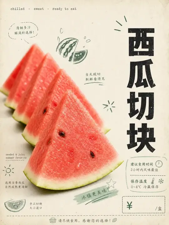 西瓜冷藏提示牌
