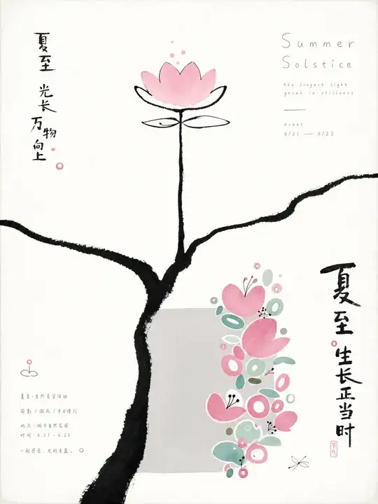 夏至荷影节气海报