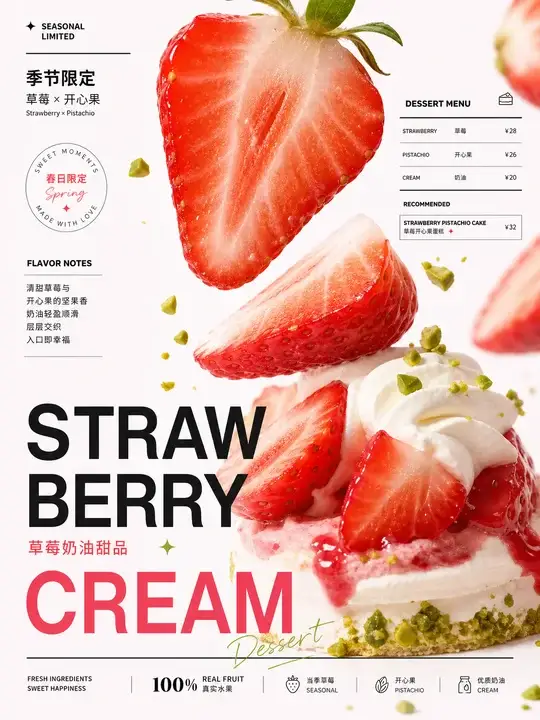 草莓甜品菜单封面