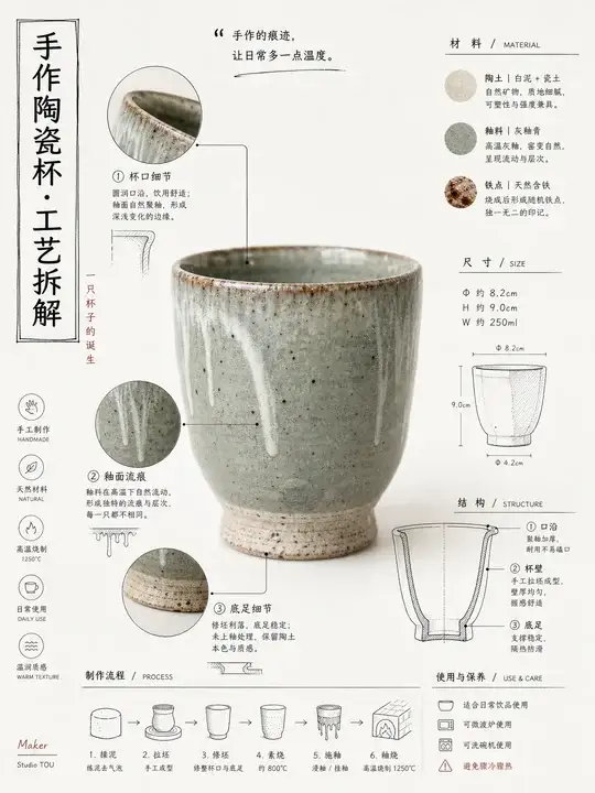 手作陶瓷杯工艺海报