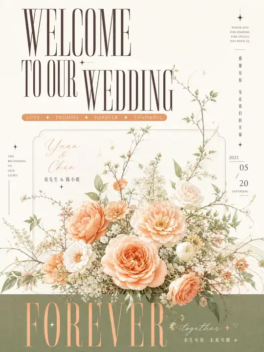 婚礼迎宾花牌