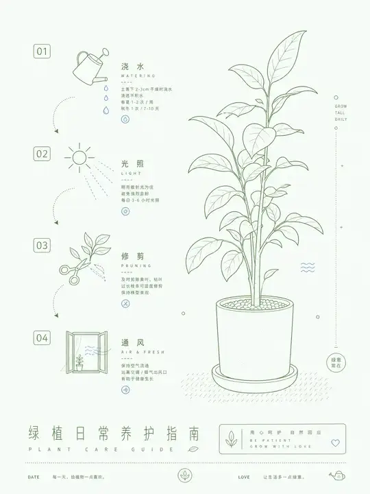 绿植养护卡片