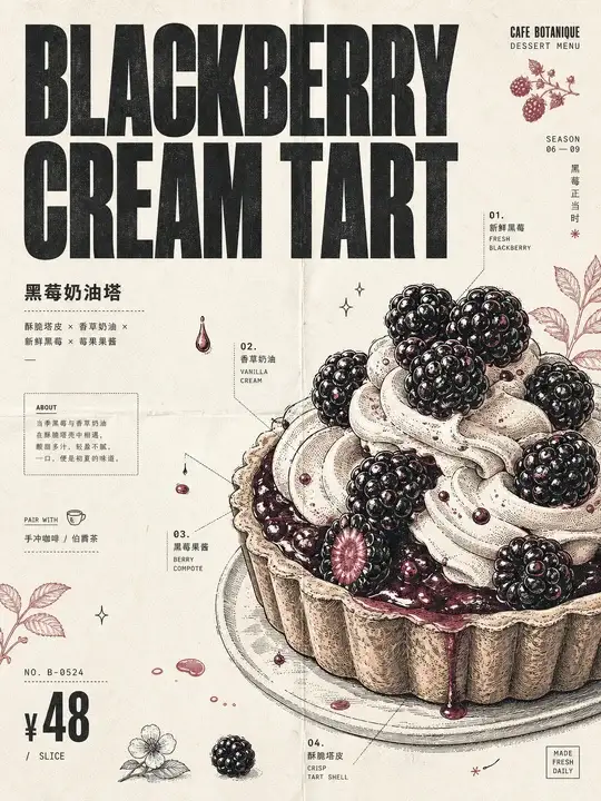 黑莓甜品菜单主视觉