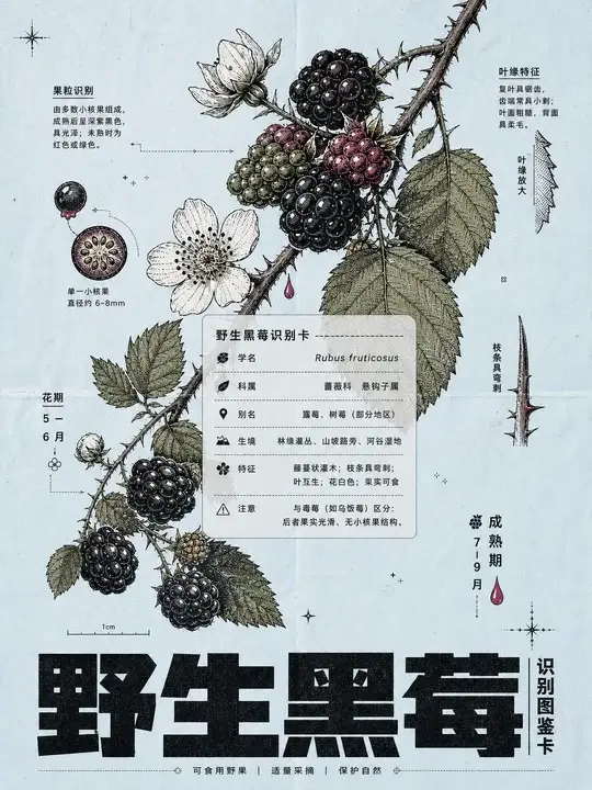 野生黑莓识别卡