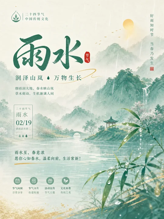 节气晨雾山水渐层 AI 绘画风格样图，第 4 张