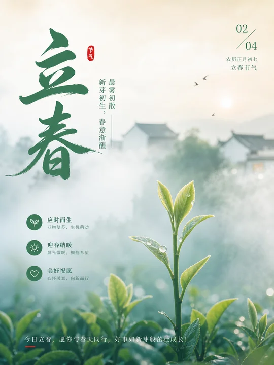节气晨雾摄影海报 AI 绘画风格样图，第 3 张