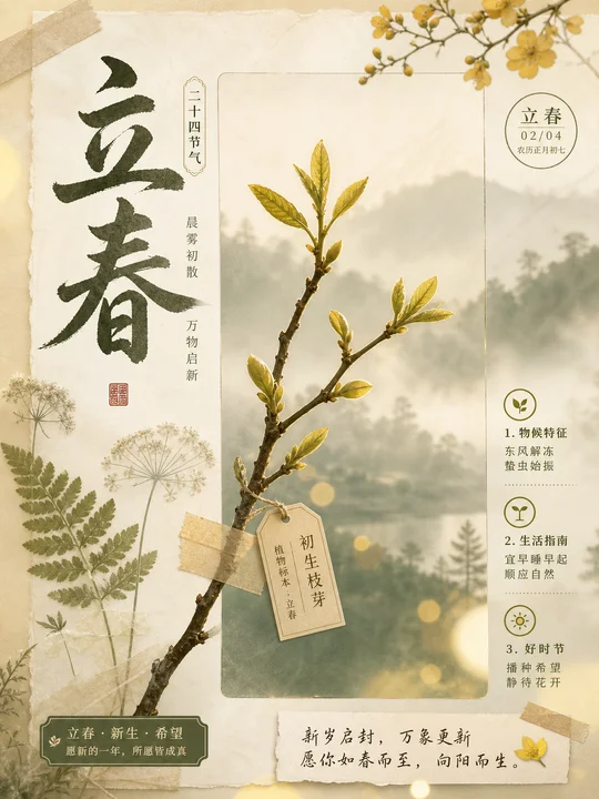 节气晨雾植物标本 AI 绘画风格样图，第 3 张