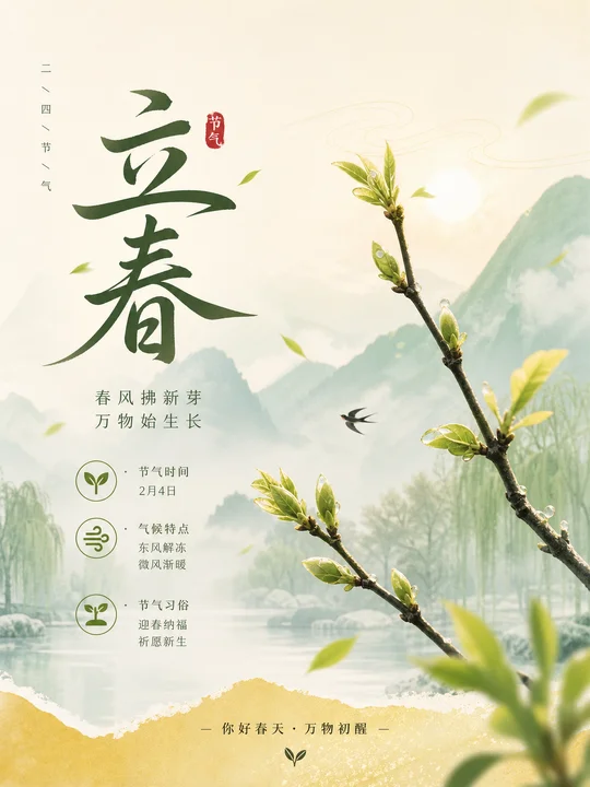 节气晨雾清透插画 AI 绘画风格样图，第 3 张