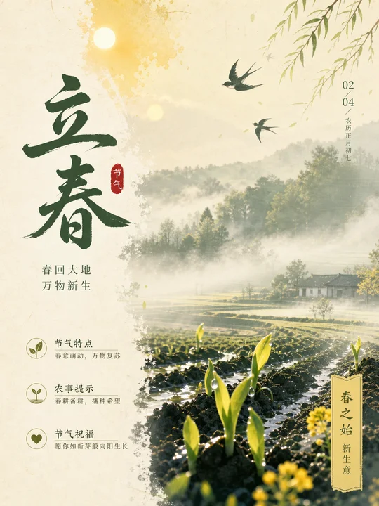节气晨雾田野长卷 AI 绘画风格样图，第 3 张