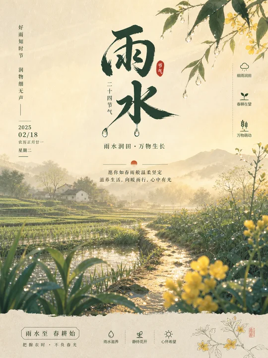 节气晨雾田野长卷 AI 绘画风格样图，第 4 张