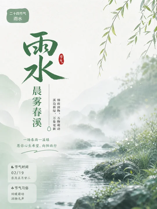 节气晨雾留白海报 AI 绘画风格样图，第 4 张
