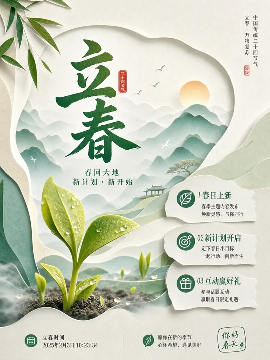 节气晨雾纸雕层叠 AI 绘画风格样图，第 3 张