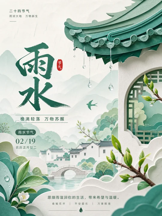 节气晨雾纸雕层叠 AI 绘画风格样图，第 4 张