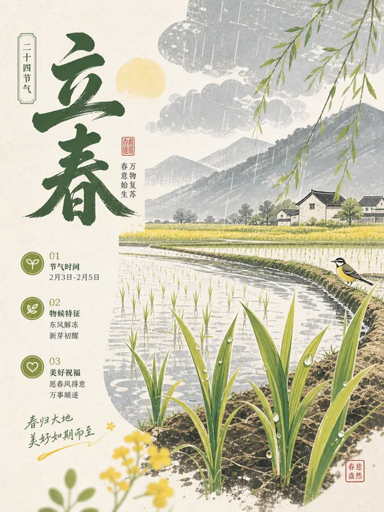节气稻浪国风版画 AI 绘画风格样图，第 3 张
