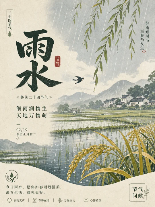节气稻浪国风版画 AI 绘画风格样图，第 4 张