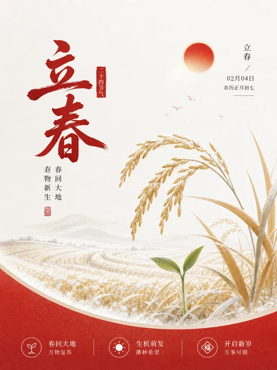节气稻浪留白海报 AI 绘画风格样图，第 3 张