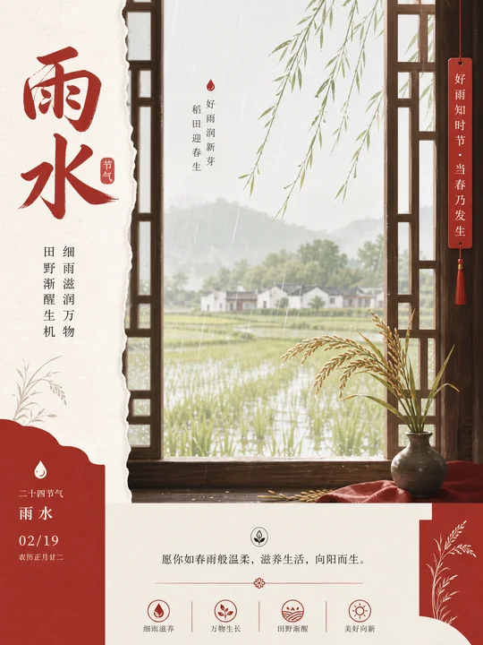 节气稻浪窗景叙事 AI 绘画风格样图，第 4 张